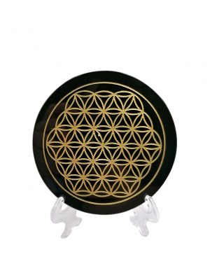 Biocristal espejo flor de la vida obsidiana