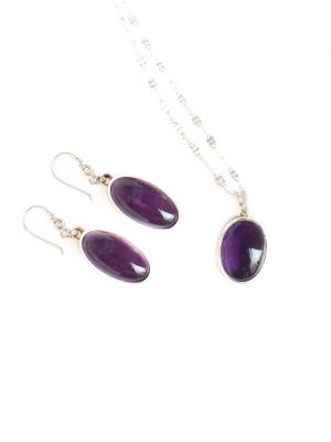Biocristal juego dije aretes plata amatista