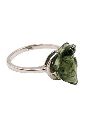 Biocristal anillo moldavita en plata