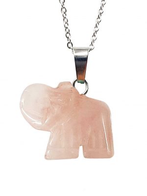 Biocristal dije elefante mini cuarzo rosado