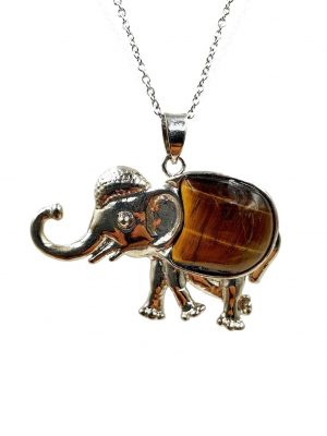 Biocristal dije elefante plateado ojo de tigre