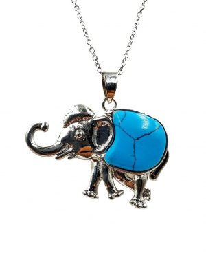 Biocristal dije elefante plateado howlita azul