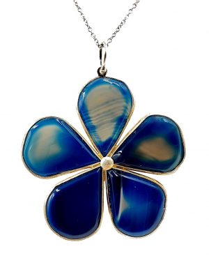 Biocristal dije flor grande ágata azul