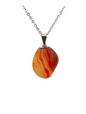 Dije piedra mini cornalina plateado