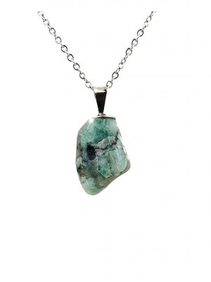 Dije piedra mini esmeralda plateada