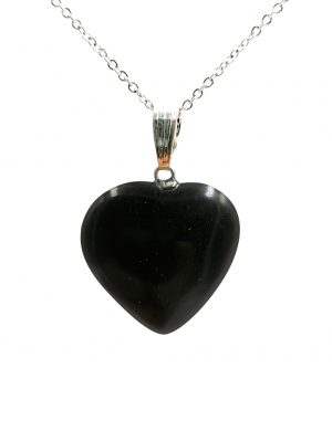 Biocristal dije corazón obsidiana negra