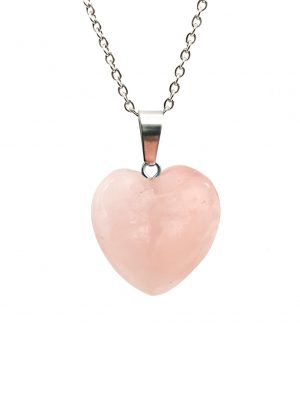 Biocristal Dije figuras corazón cuarzo rosado