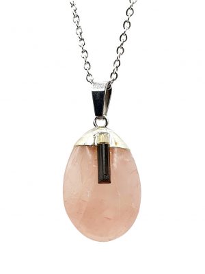 Biocristal dije gota cuarzo rosado con turmalina