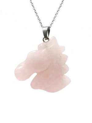 Dije cabeza de caballo cuarzo rosado