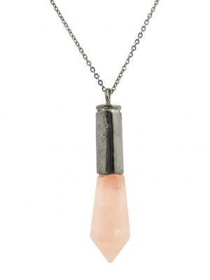 Biocristal dije punta cuarzo rosado con metal