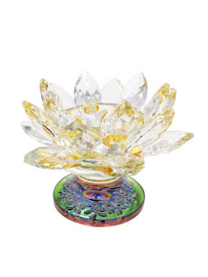 Porta vela flor de loto amarillo