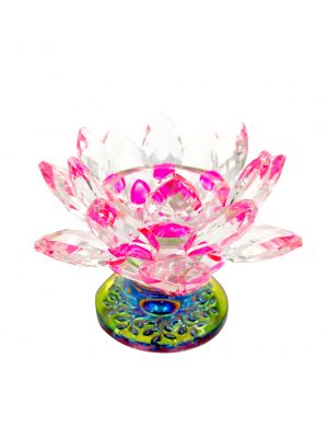 Porta vela flor de loto fucsia