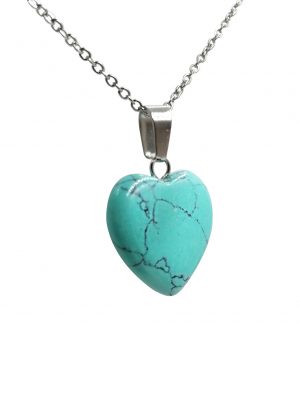Biocristal dije corazón howlita azul
